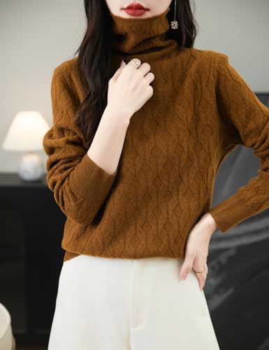 Women's 100% Merino Wool Sweater 2025 Fall Winter Solid Turtleneck Long Sleeve Knitted Pullover Sweater Jumper2