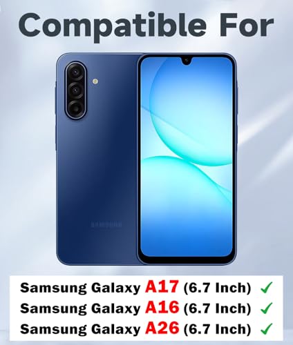 for Samsung Galaxy A16/ A17/ A26 Case with 2 Pack Screen Protector, Slide Camera Lens Cover, Kickstand & Lanyard Strap, Dual Layer Shockproof Non-Slip Matte Case, Blue - Image 3