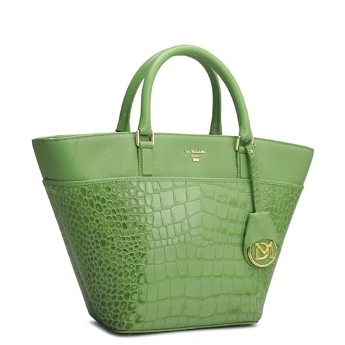 Image of Da Milano Genuine Leather Green Satchel (Small)