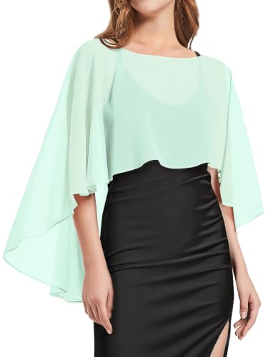 Image of Women Shawl and Wraps for Evening Dress Chiffon Cape Sheer Poncho Cover Up
