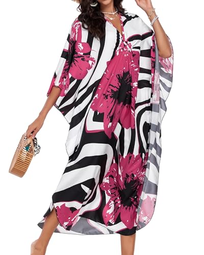 Image of Kaftan Dresses for Women V Neck Caftans Batwing Sleeve Beach Cover Ups