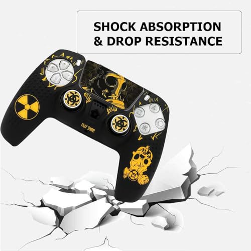 Image of Anti-Slip Cover Compatible with PS5 Controller, Silicone Skin & Grip Cover with Thumb Grips, Touchpad Sticker - Protective Case /Non-Slip PS 5 Controller Accessories Kit (Radiation Edition)