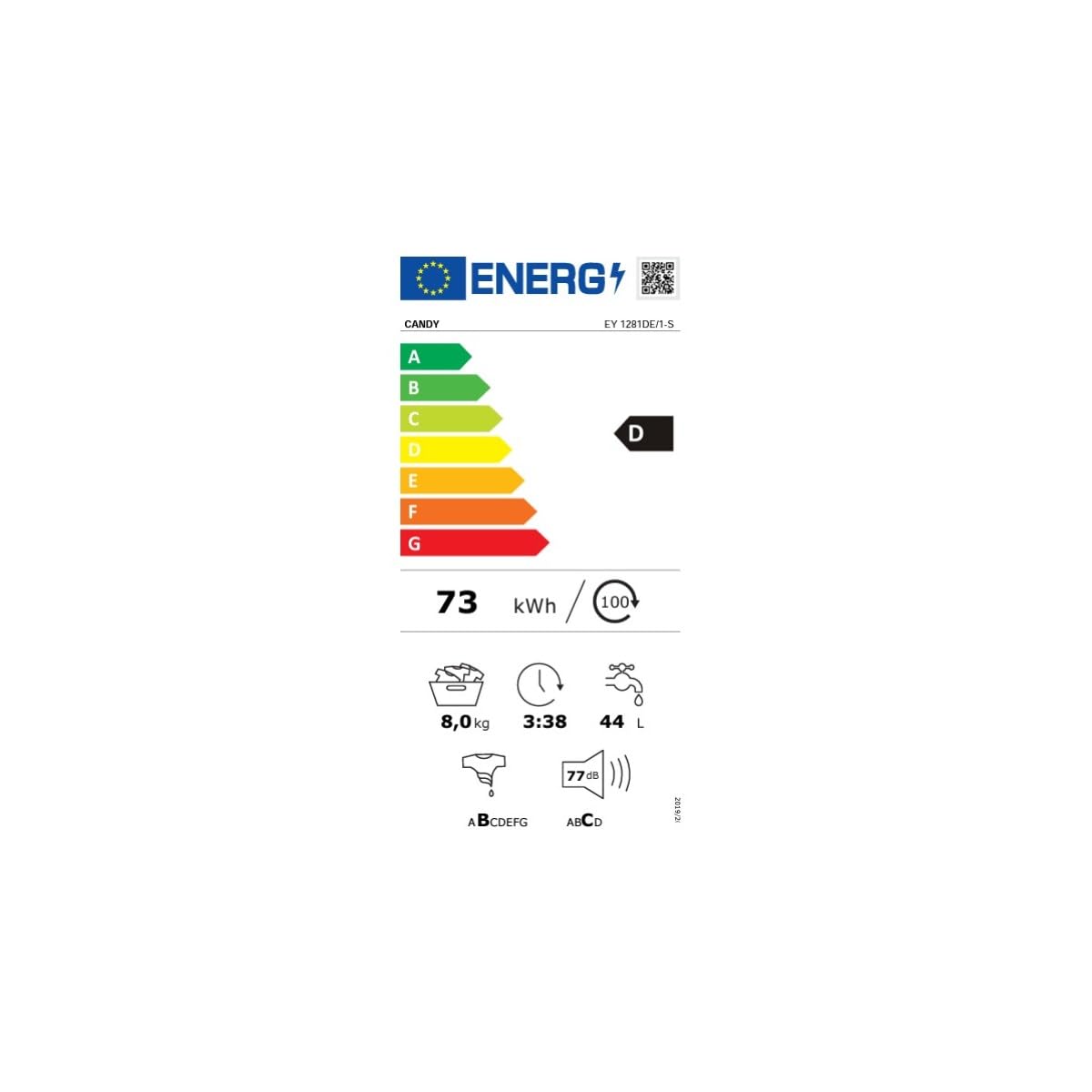 EY 1281DE/1-S Easy Lavatrice 8 Kg classe d 1200 giri, libera installazione