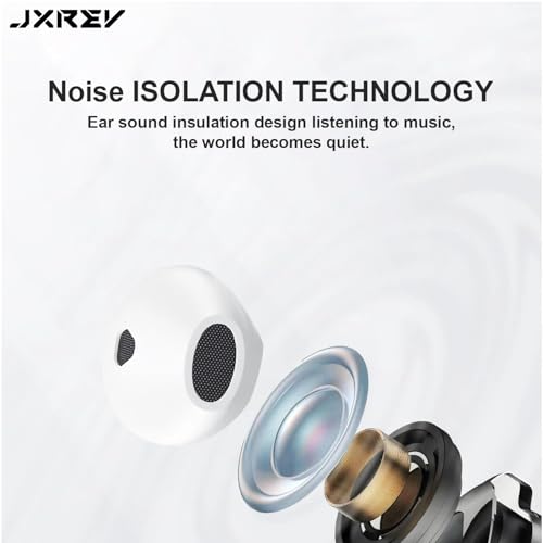 Image of Jxrev Wired Earphone Built-in Microphone & Volume Control iPhone Wired Headphones Lightning Connector Earphones Compatible for iPhone 7 /8 /XR /XS /X /11 /12 /13 /14 Pro (White) - in Ear Stereo