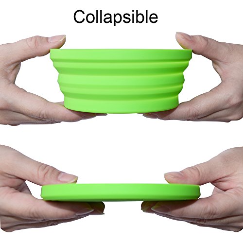 Ecoart Silicone Expandable Collapsible Bowl For Travel Camping Hiking (Green(S)) #TOP2