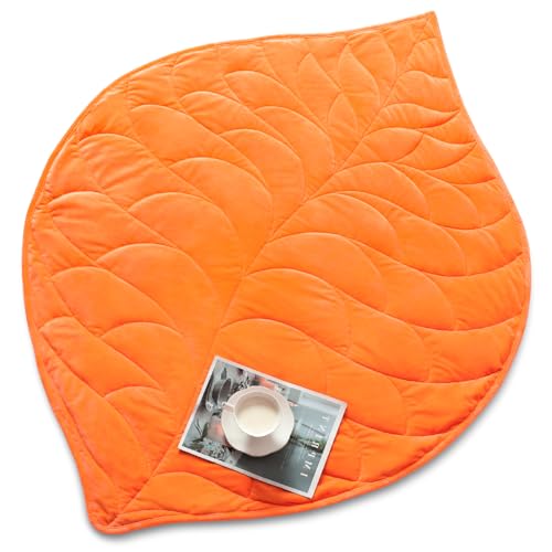 Image of Kaisa Weighted Lap Blanket 7 lbs 41 inch x 53 inch, Cozy Luxury Crystal Velvet Small Weighted Blanket for Adults, Portable Travel Weighted Blanket for Relaxation, All-Season Blanket, Machine Washable, Orange