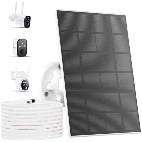 TIEJUS Solar Panel for Security Camera Wireless Outdoor - Compatible with ZUMIMALL& TIEJUS Security Cameras X2//F5/MW3/W3K/PG1/PW1, 10 ft Type C Cable,Suitable for All Security Camera (Type C Port) Cover