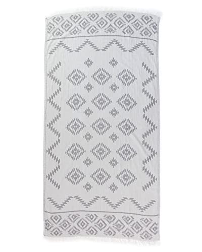 Teema Large Turkish Beach Towel - 100% Turkish Cotton - Sand Free - Fast Drying - Versatile And Multi-Use - The Tribal (Stone) #TOP3