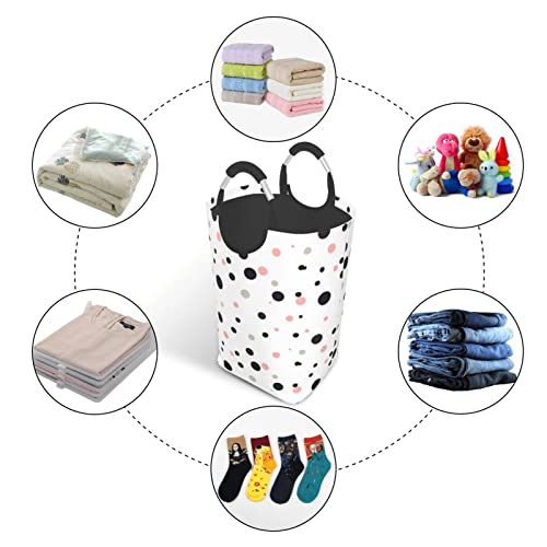Polka Dot Printed Laundry Hamper Waterproof Collapsible Dirty Clothes Laundry Basket With Handles For Home Bathroom Bedroom Dorm #TOP4