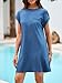 Wenrine Women's Summer T Shirt Dress Casual Short Sleeve Crewneck Loose Fit Mini Dresses with Pockets Navy
