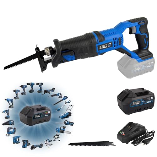 Sega A Gattuccio - Linea Professionale Monobatteria ONE4ALL 20V - Velocità 3000 rpm Capacità Taglio 115mm, Lama per legno + 1 Batteria 4.0Ah e Caricabatteria inclusi - ENG PRO