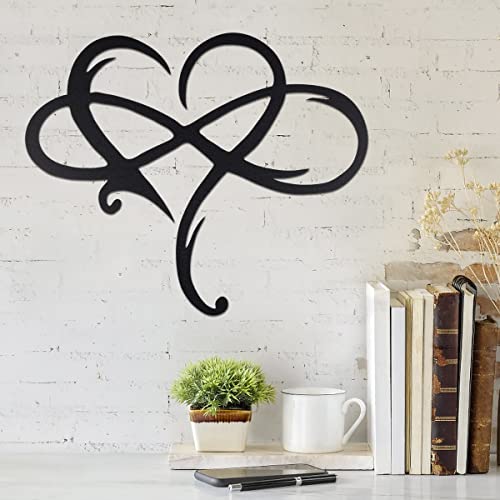 Ghopy Infinity Heart Metal Wall Decor, Unique Infinity Heart Wall Decor Love Sign Plaque Steel Art Geometric Bedroom Ornaments Cut Out For Home Wedding Decor  thumb #2