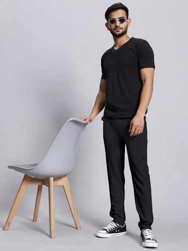 Image of VALLEY Casual Textured Slim Fit Trousers, Side Pockets