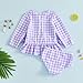 Multitrust Baby Girl Long Sleeve Swimsuit Ruffled Plaid Rash Guard Bikini Set Bathing Suit Toddler Girls Beach Swimwear Sunsuit (Purple, 2-3T)