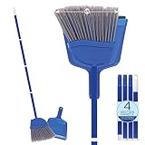 Lola Products Small Angle Broom w/Dustpan | 9.25" W Head | Recycled Fiber PET Bristles | Gloss Steel