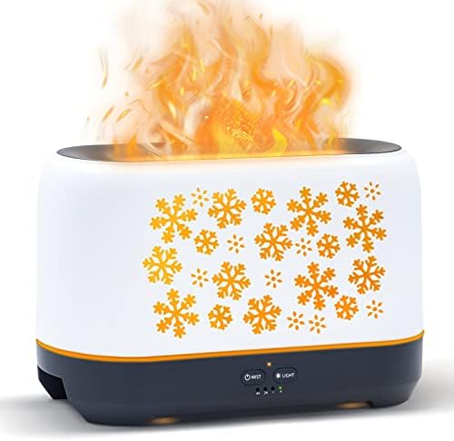 RRtide Essential Oil Diffuser with Flame Light, Noiseless Flame Diffuser Humidifier, Waterless Auto Shut-Off Aromatherapy Air Diffuser for Home, Office, Bedroom, Spa