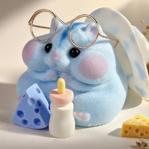 handmade taba squishy hamster toy cute squishy hamster fidget toy realistic hamster toy soft silicone mochi furry toy stress relief gift for adults amp kids sensory anxiety plushie blue