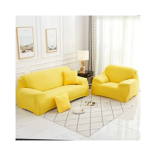 Housse de sofa 3 places jaune pour masquer l'usure de votre canapé - 2