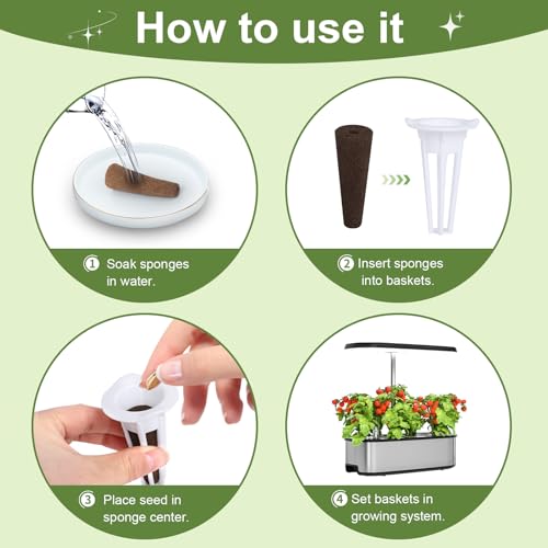 Image of 79 PCS Hydroponic Indoor Seed Pods, Growing System Kit for Aerogarden & Other Brands - Seed Starter, Growing Herb Pods Kit with 24 Grow Sponges, 12 Baskets, 12 Domes, 30 Labels & 1 Tweezer