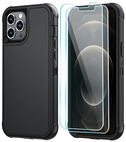 Image of SunStory Compatible with iPhone 12 Pro Max Case with HD Screen Protector, 3-Layer Heavy Duty Full-Body Cover,3 in 1 Hybrid Protective Case for iPhone 12 Pro Max 6.7 inch,Black