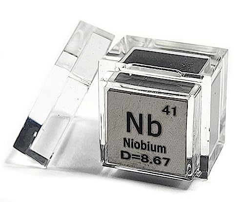 Image of 0.39 inch 10mm Niobium Metal Cube Nb up to 99.9% Pure Periodic Table Element Engraved Density Collection Science Education Display Block Cube + Acrylic Case Box - 1PC