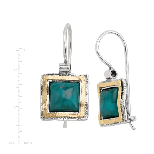 Silpada 'Emerald Lake' Compressed Turquoise Drop Earrings In Sterling Silver & 14K Gold Plate #TOP4