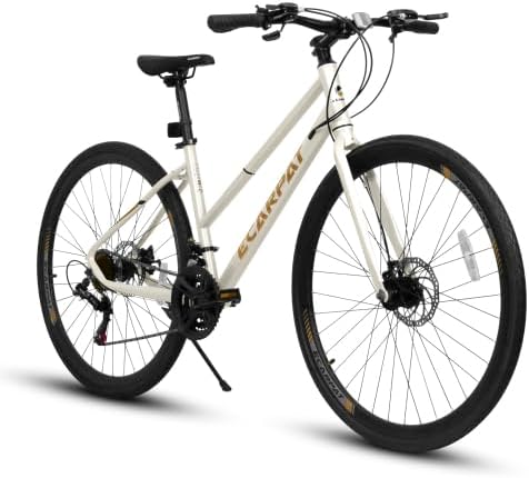 A28250 700C Road Hybrid Bike for Adult, 21-Speed Road Bike Road Bicycle Carbon Steel Frame/Dual-Disc Brakes/Multiple Colors