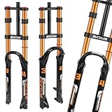 AEYINO 26/27,5/29„ Luftfedergabel MTB 180 mm Federweg, Doppelkrone Mountainbike 34 mm Standrohr 1-1/8“ Gewindefrei Gerades Rohr 9 * 100 mm Schnellspanner XC AM Fahrrad Vorderradgabel (27.5)