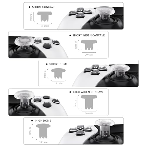 Image of eXtremeRate ThumbsGear Interchangeable Thumbsticks for PS5 Edge Controller, Replacement Clear Analog Thumb Sticks Caps for PS5 Edge Controller - 4 Heights 3 Surfaces Grips - Without Thumbstick Base