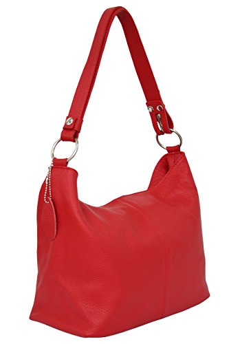 AMBRA Moda Sac à main en cuir pour femme, sac poté épaule GL005 (rouge)