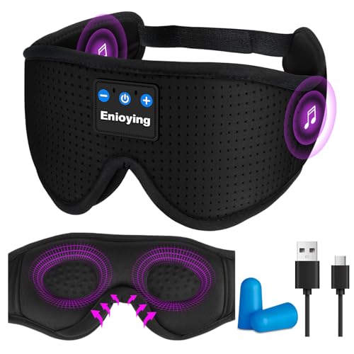 flintronic Antifaz para Dormir Auriculares Bluetooth, Antifaz para Dormir 3D, Mascara para Dormir Sin Luz para Oficina, Viajar, Meditación(Negro)