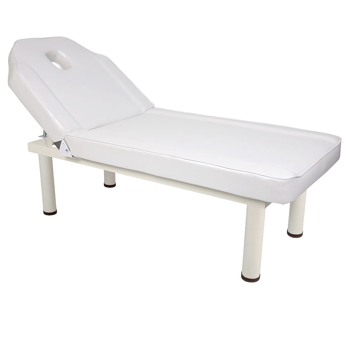 エステ・マッサージ用　ホワイトベッド 手動昇降 マッサージベッド (有孔) 長さ185×幅75×高さ52～92cm