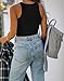 Women’s Sexy Sleeveless High Neck Racerback Cropped Tank Tops Cute Teen Girls Halter Neck Crop Tops Vest Black Medium