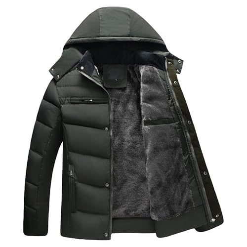 Chaqueta acolchada impermeable de invierno con acabados premium y capucha extraíble de hombre