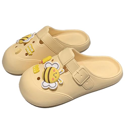 Cute Bee Design Adorable Flip Flops, Sweet EVA Indoor Non-Slip House Shoes for Women Home Bath Slippers