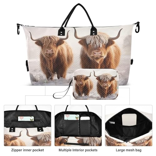 Kigai Highland Cows Duffle Bag Versatile Travel Duffel for Men and Women, Carry On for Weekend or Overnight Stay2