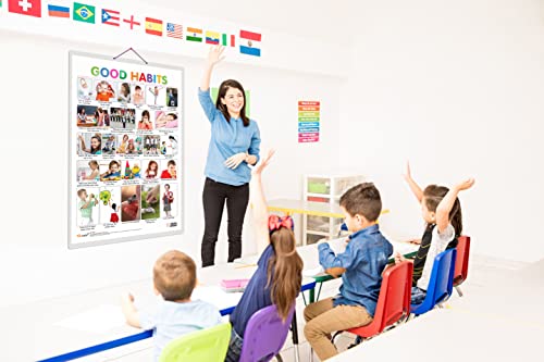 Image of GO WOO Combo of 2 Alphabet and Good Habits Educational Posters for Preschool Kids Classroom Study | Learning- Charts for Kids Learning (20 inchX30 inch Inches)