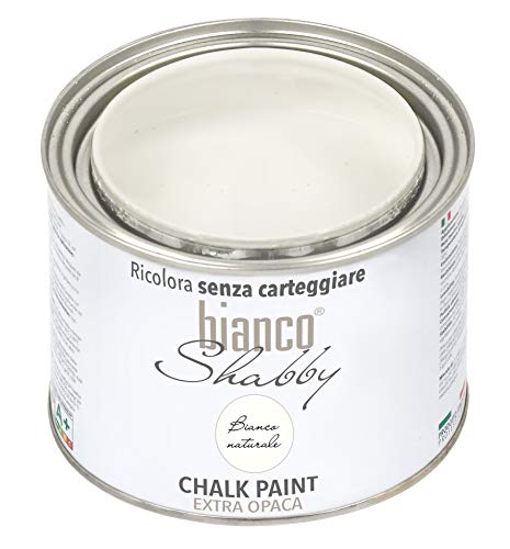CHALK PAINT Bianco Naturale Pittura Acrilica Shabby Chic Vintage per Mobili e Pareti EXTRA OPACO (500 ml)