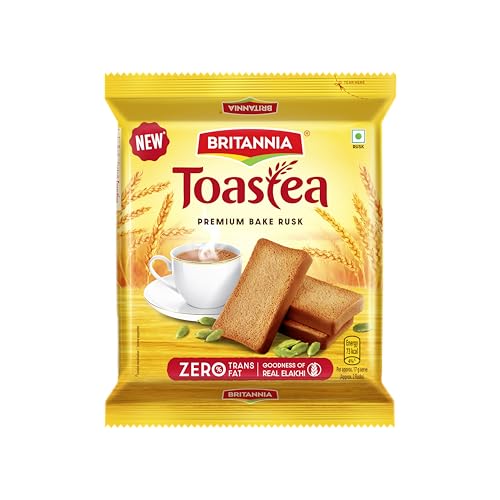 Image of Britannia Toastea Premium Bake Rusk with goodness of Elaichi, Sooji & Wheat, 183g (Pack of 2)