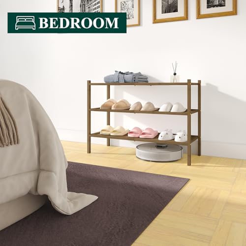 Smiry Bamboo Shoe Rack, 3 Tier Shoe Organizer for Closet, Walnut by Smiry - Used condition - Image 7