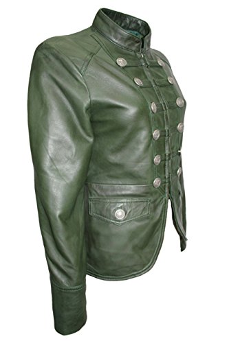 Smart Range Women's Military Washed Parade Fashion Soft Real Nappa Leather Jacket 12 Green #TOP6
