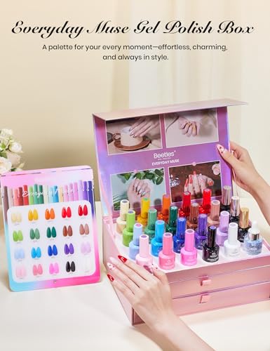 Image of Beetles Summer Gel Polish Set - Everyday Muse Collection, 20 Colors 15ML Full Size Pink Blue Bright Gel with Base Top Coat Trendy Uv LED Lamp Salon DIY Nails Gifts for Women | Everyday Muse includes 20 full-size 15ml gel colors with base and top coat, cure with a UV /LED lamp..