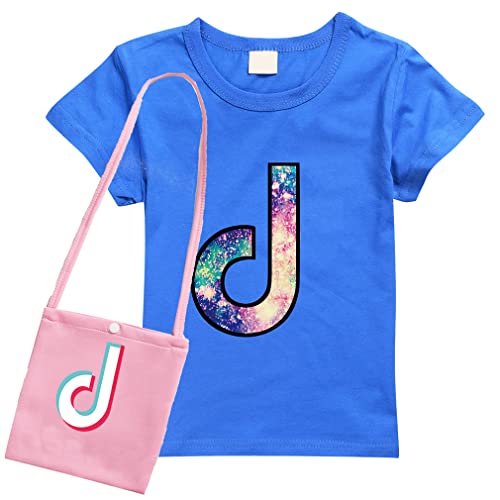 D.O.T Summer Sportswear TIC TOC Girls T-Shirt Round Neck top with Bag for Kids