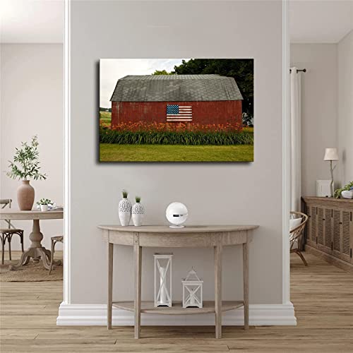 American Flag Painted On Rural Red Barn Photo Photograph Patriotic Posters American Flag Poster Of Flags For Wall Flags Poster Us Cool Wall Art Cool Wall Decor Art Print Poster (Framed,16×24Inch) #TOP2