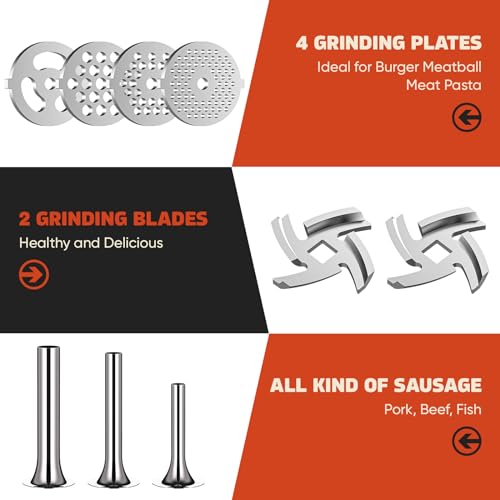 Stainless Steel Meat Grinder for KitchenAid Mixer, Meat Grinder, Sausage Stuffer, Burger Press, As Kitchen Aid Meat Grinder Attachment for Kitchenaid Stand Mixer, Dishwasher Safe - Thumbnail 3