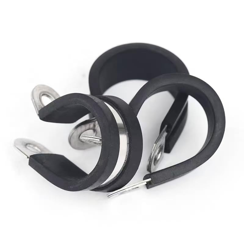 Abrazaderas de tubo tipo P reforzadas (2-10 unidades) con goma, abrazaderas manguera acero inoxidable, R, abrazadera cable individual(16mm(8pcs))