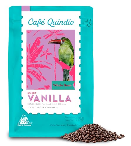 Image of Cafe Quindio Medium Roast 100% Colombian Excelso Whole Bean Arabica Coffee - Sweet Vanilla Municipal Harvest - 8.8 Ounce (Pack of 1)