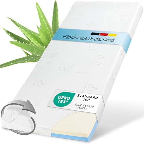 ELONEO Visko-Gelschaum Topper orthopädisch, Wendefunktion: 2-Härtegrade & 2-Materialien, Matratzenauflage atmungsaktiv, inkl. Aloe Vera Bezug (90 x 200 cm, Visko-Gelschaum 7 cm) Weiß
