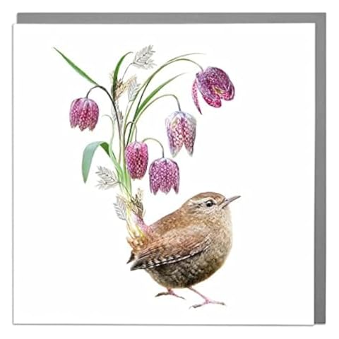 Lola Design Floral Wren Bird Greeting Card Cover