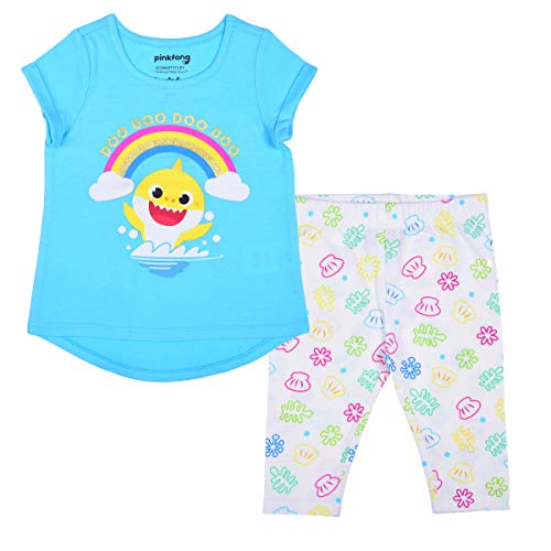 Nickelodeon Baby Shark Girl's 2-Pack Tee Shirt and Leggings Set for Toddlers, Size 3T Blue